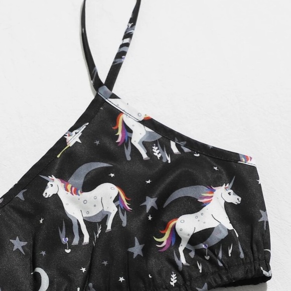 SHEIN Unicorn & stars cami & shorts pajama Pj set medium - Picture 3 of 3